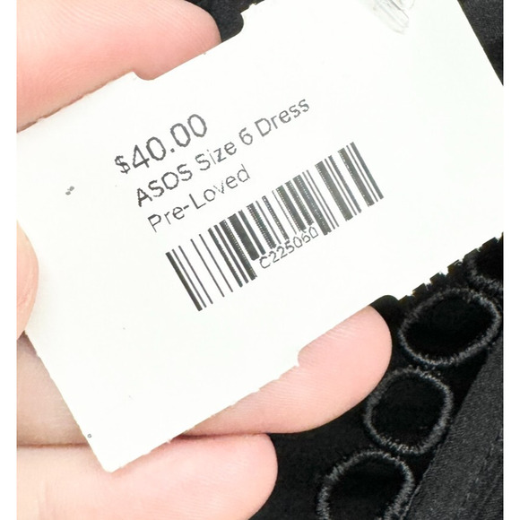 ASOS Dress Women Size 6 Mini Laced Open Black Pleated Ruffled Black Summer - Picture 4 of 8